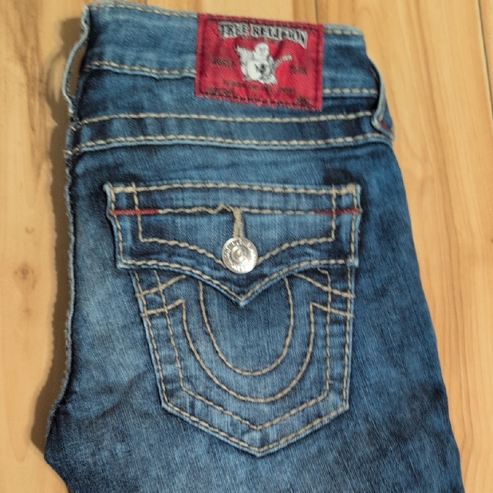 True Religion Women's Denim Jeans with Red Accents